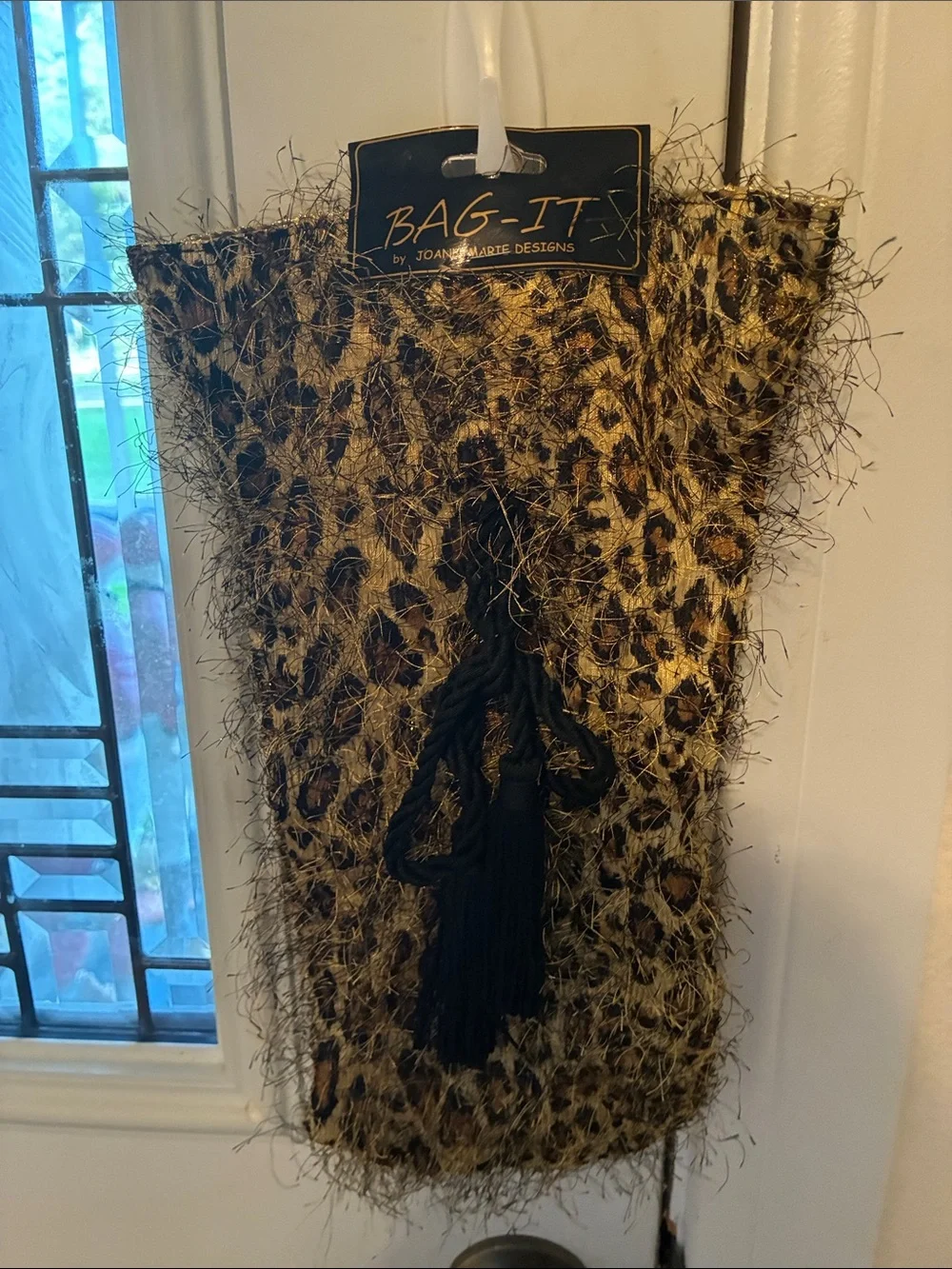 Leopard Print Decorative Tote in Gold and Black
